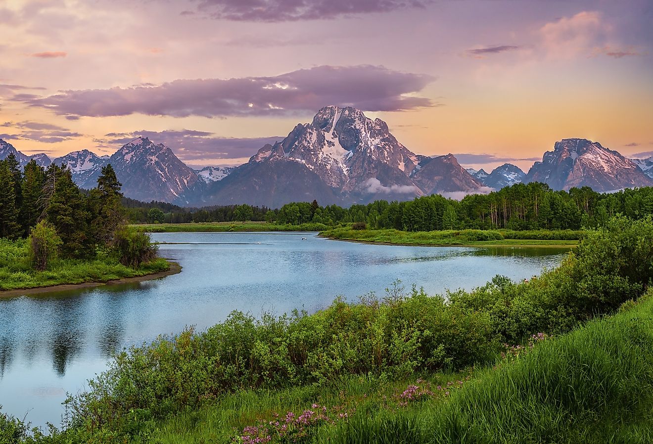 Beautiful landscape seen from Oxbow Bend along the Snake River from Grand Teton National Park, Wyoming.