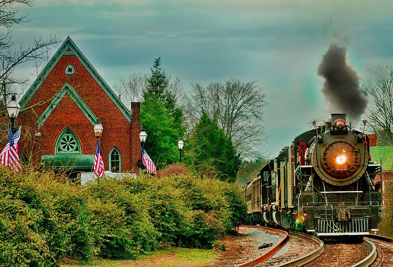 Steam Train 630 passing through Jonesborough, Tennessee.