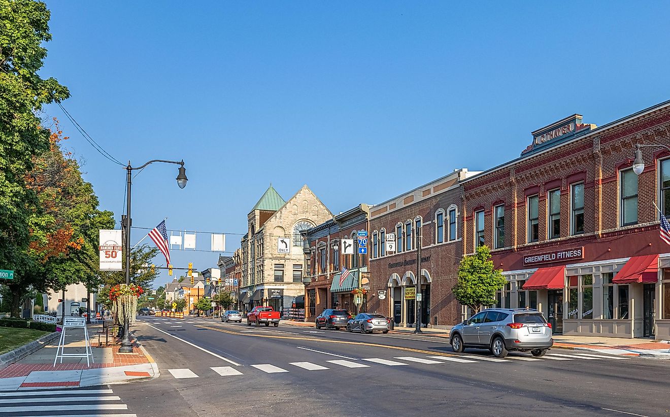 Greenfield, Indiana, The business district on Main Street