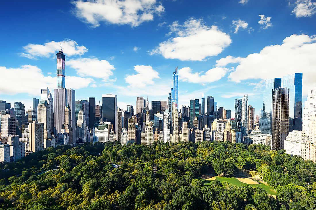 New York with Central Park in the foreground. 