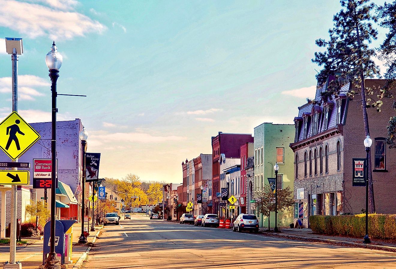 Local businesses in Penn Yan, New York, US. Editorial credit: PQK / Shutterstock.com.