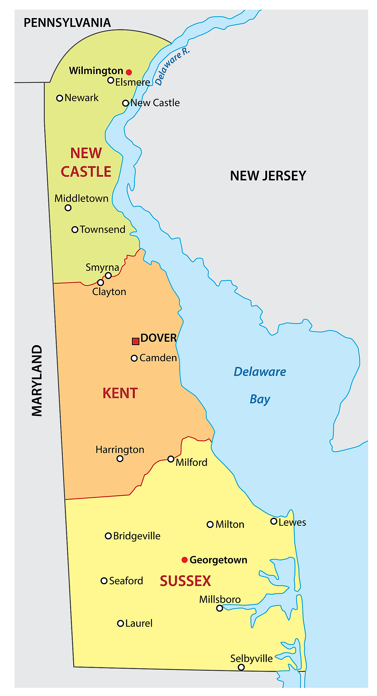 Delaware Counties Map 