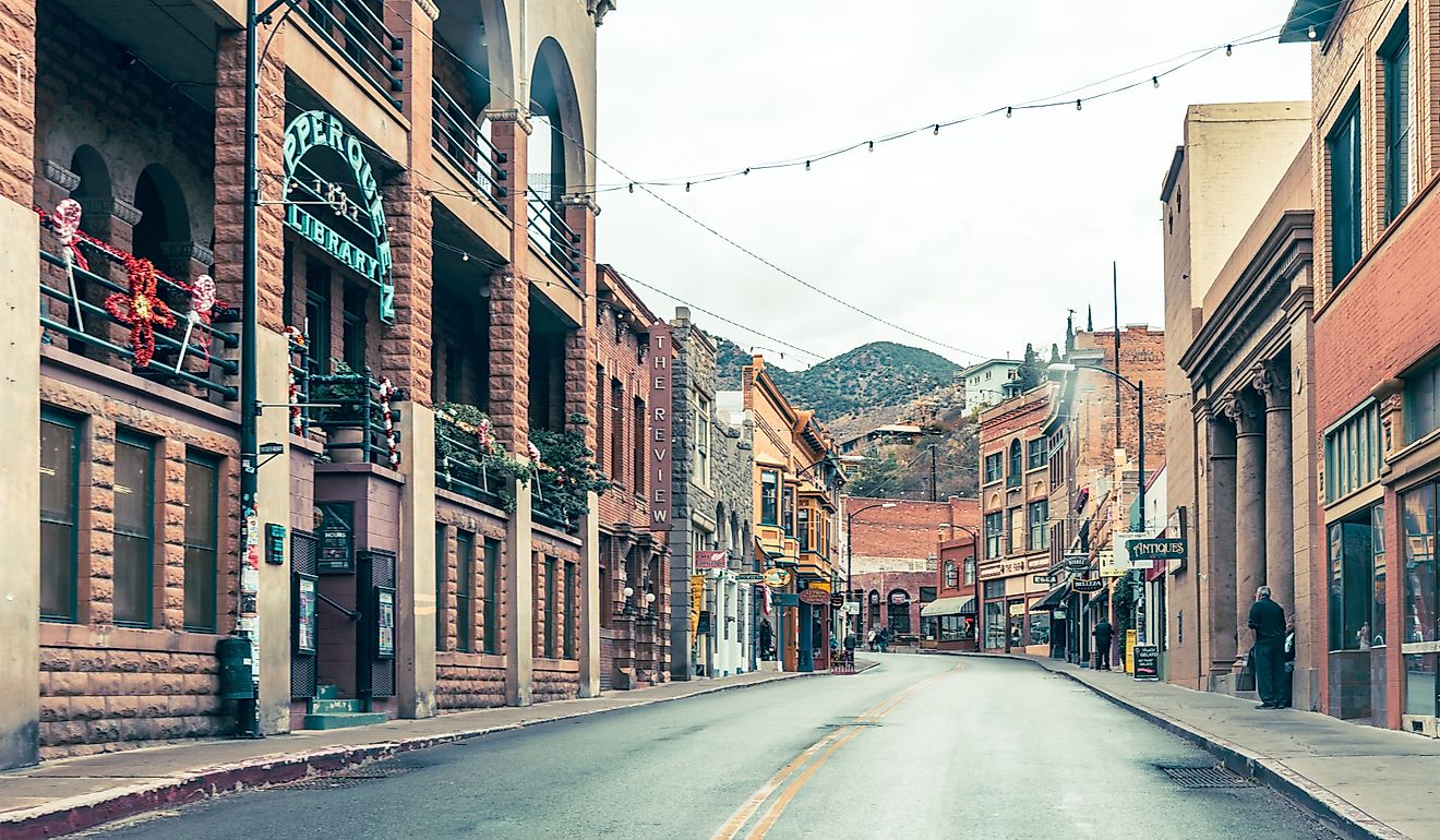 Downtown Bisbee located in the Mule Mountains. Editorial credit: melissamn / Shutterstock.com