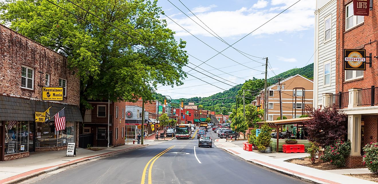 Main Street in the town of Boone in North Carolina. Editorial credit: Nolichuckyjake / Shutterstock.com