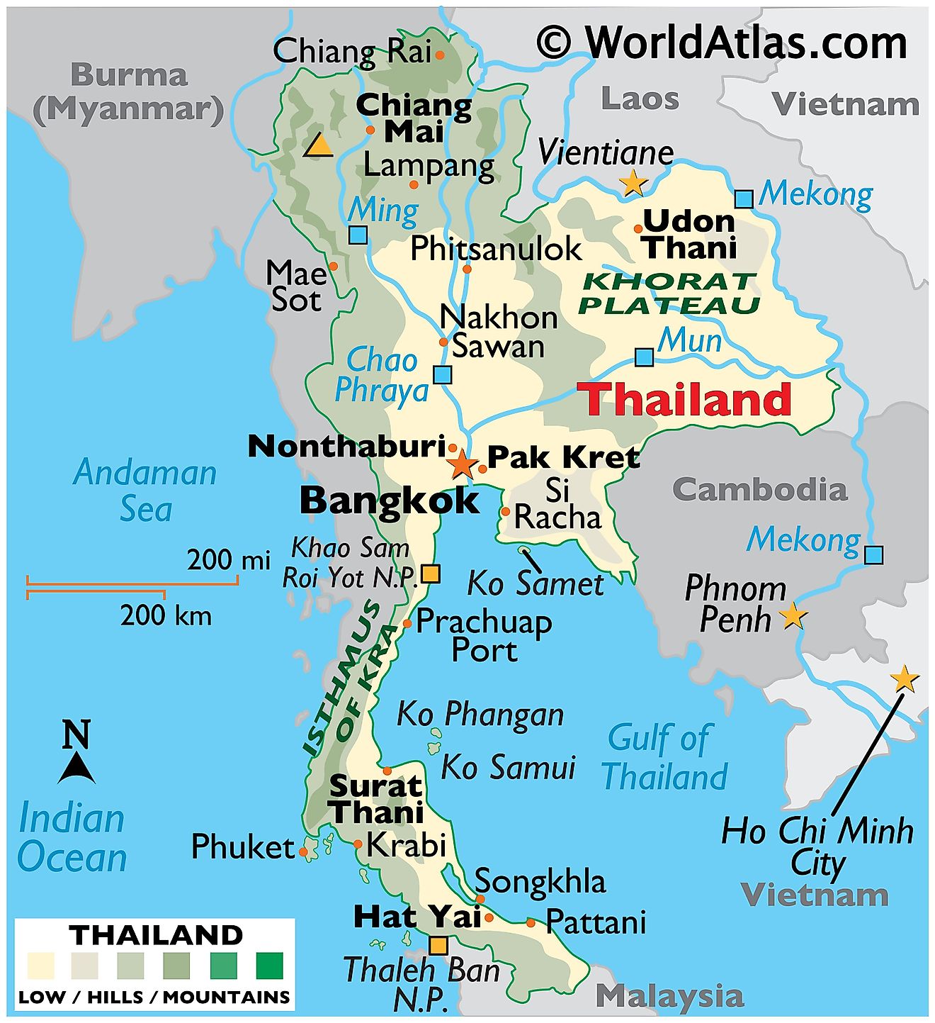 thailand beaches map