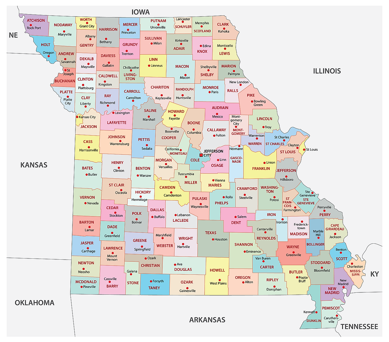 Missouri Counties Map 