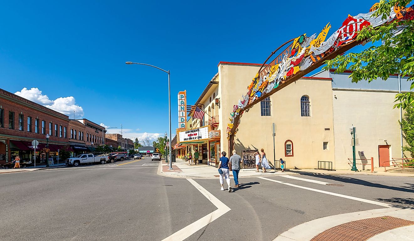 Main Street through historic downtown Sandpoint, Idaho. 