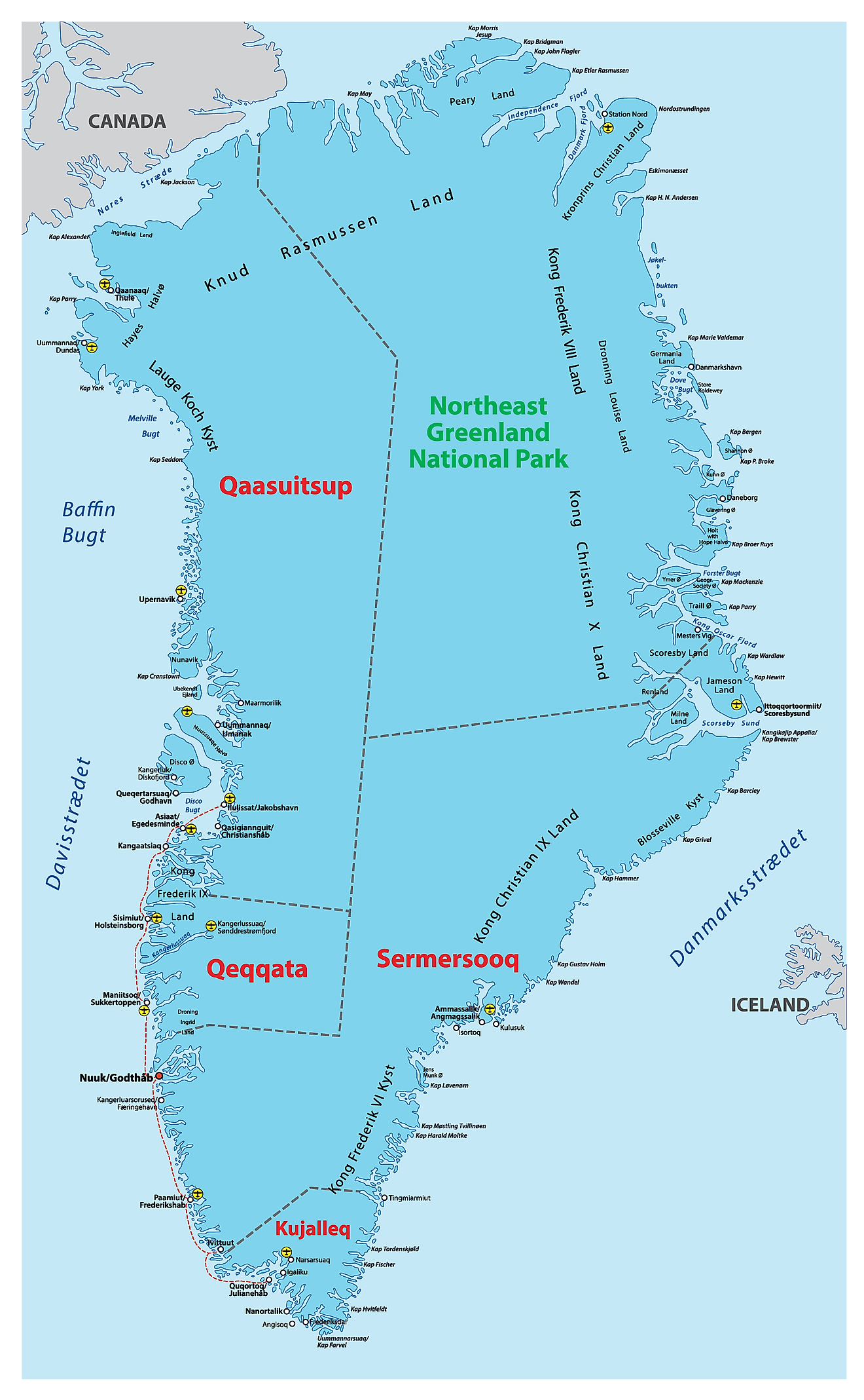Municipalities Of Greenland Map 