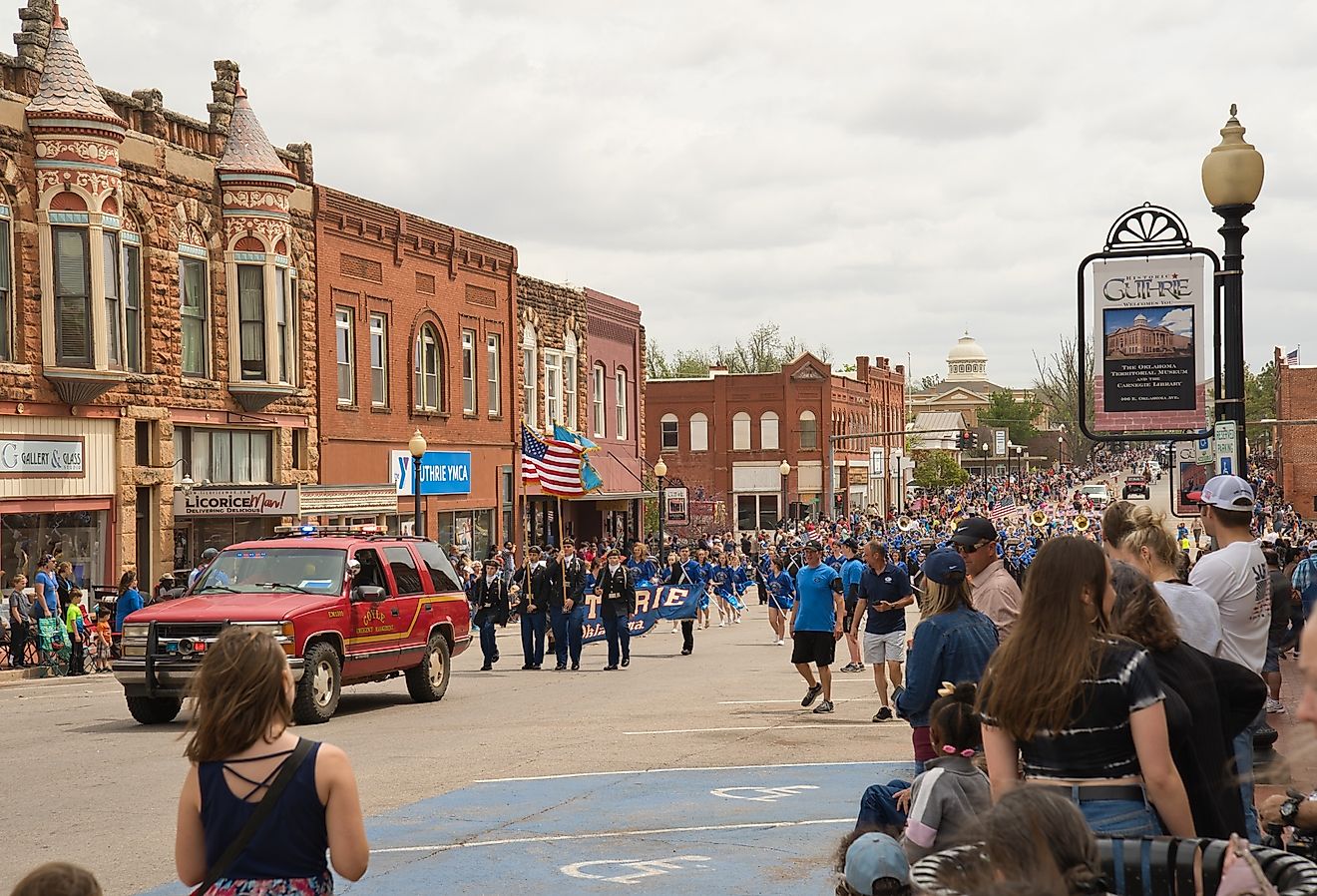 Downtown streets in Guthrie, Oklahoma. Image credit Andreas Stroh via Shutterstock