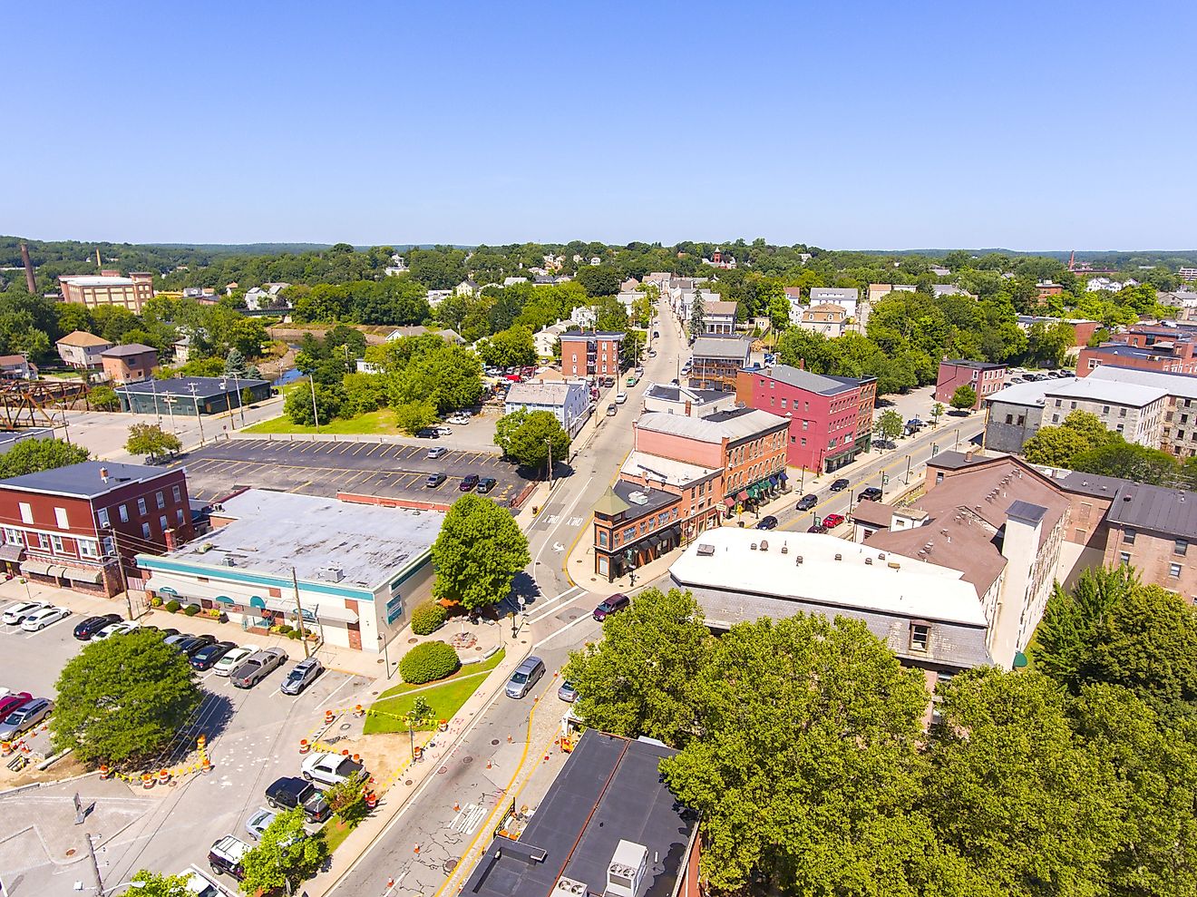 Aerial view of Woonsocket, Rhode Island.