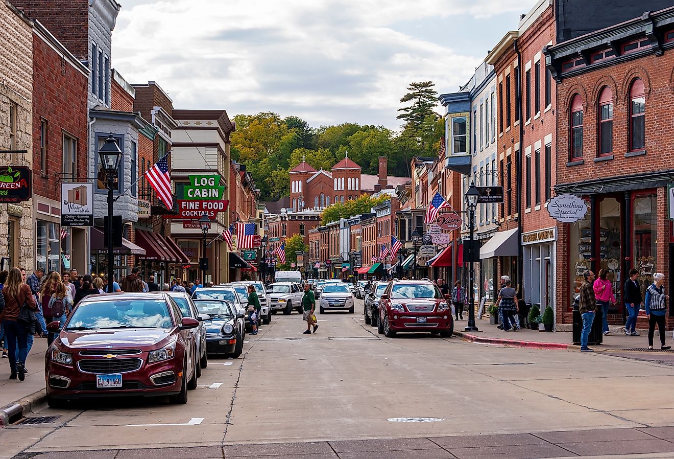 View of Main Street in historical downtown area of Galena, Illinois. Image credit Dawid S Swierczek via Shutterstock