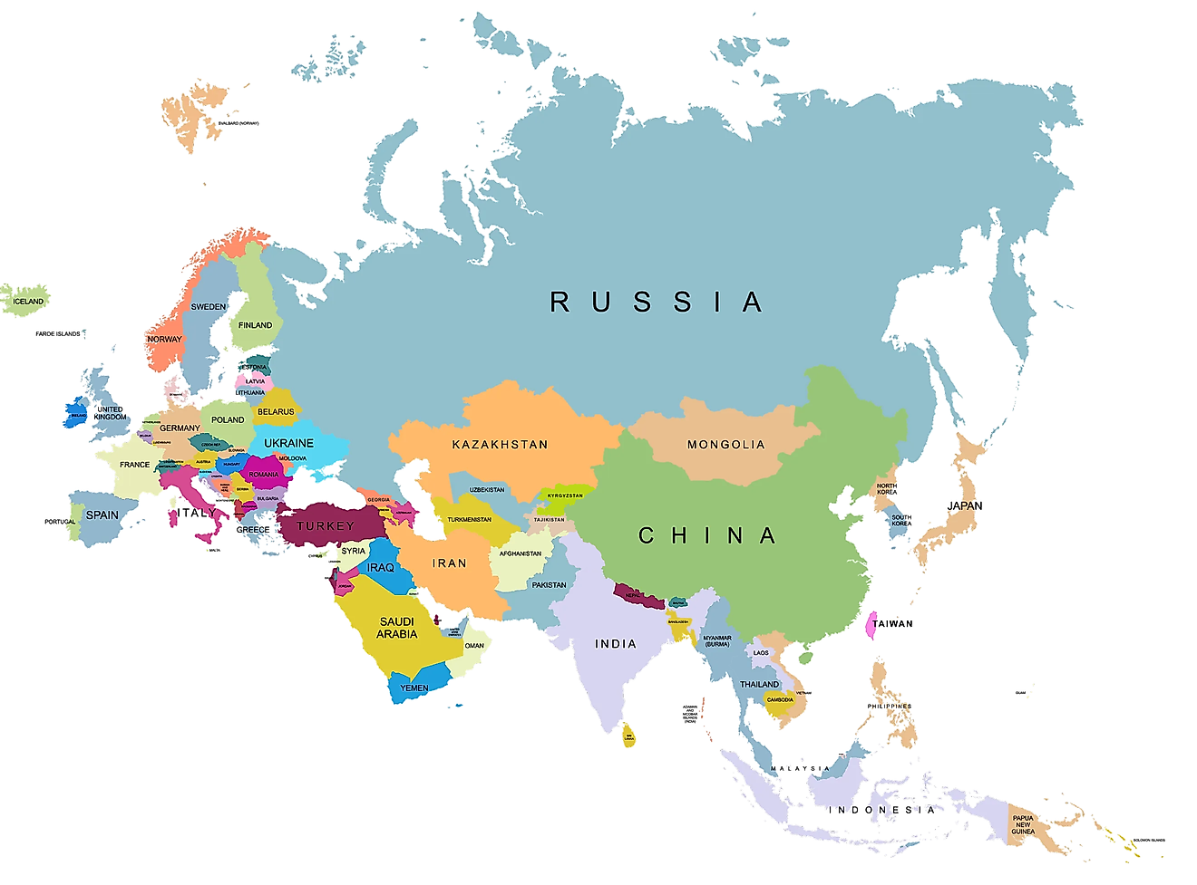 Northern Eurasia Political Map Eurasia - Worldatlas