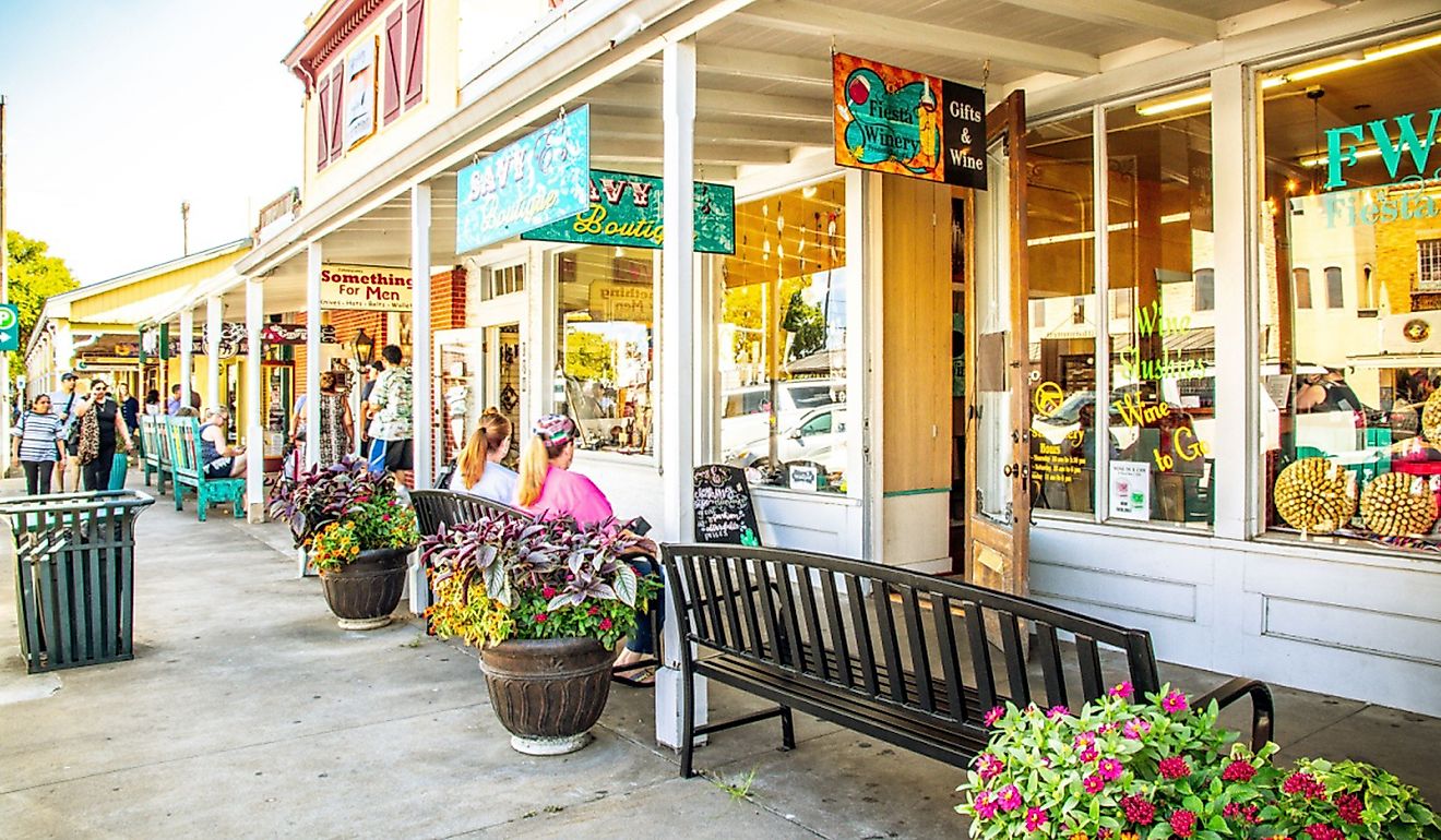 The Main Street in Fredericksburg, Texas, is also known as "The Magic Mile." Image credit ShengYing Lin via Shutterstock