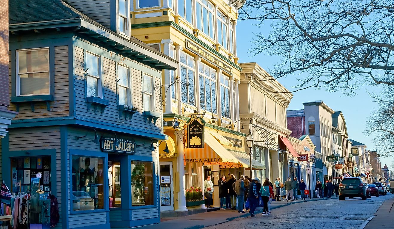 Business street of Thames Newport, Rhode Island. Editorial credit: Yingna Cai / Shutterstock.com