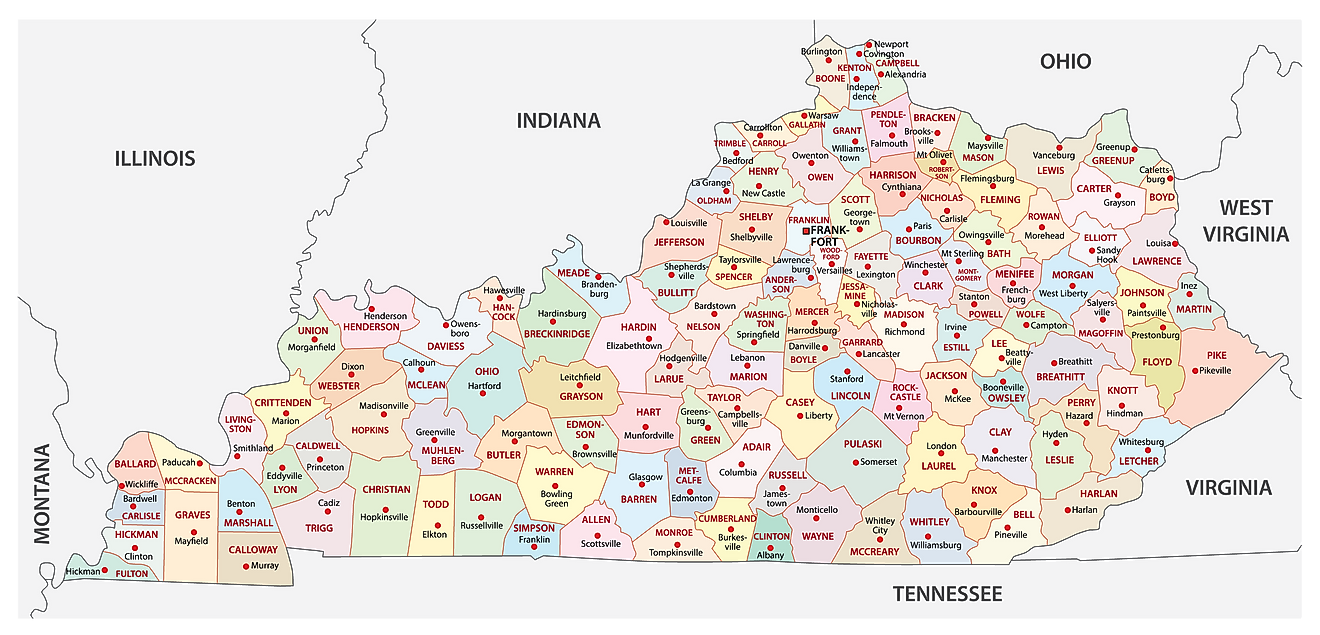 Printable Map Of Kentucky Counties - Printable World Holiday