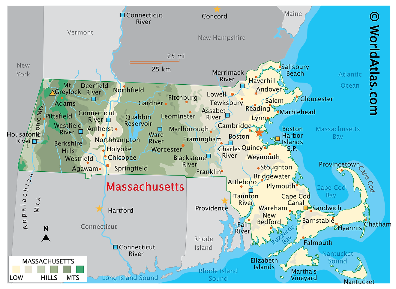 Massachusetts Cartes Faits World Atlas Dancing Rainbow