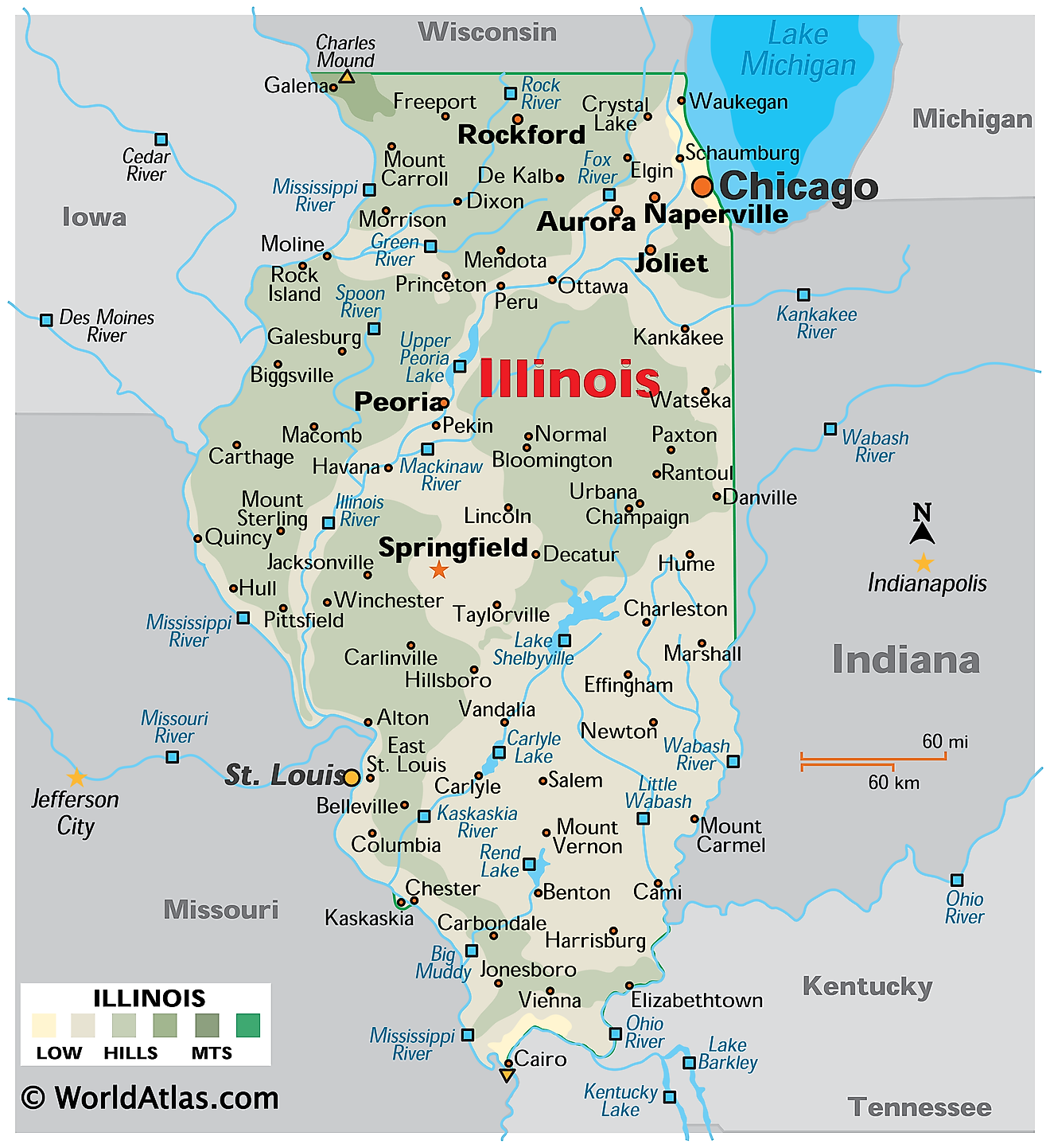 Illinois County Map Printable The Us State Of Illinois Is One Of The ...