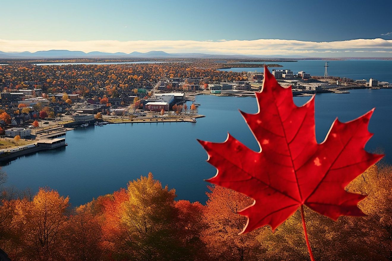 The town of Rimouski, Quebec, on the banks of the St. Lawrence River.