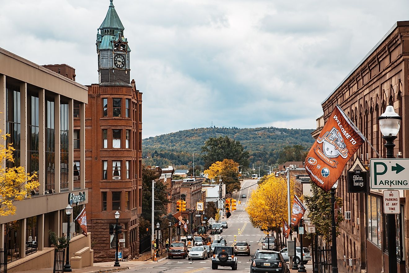 Downtown Marquette, Michigan, as seen from North Front Street in autumn. Image credit: Tony Webster from Minneapolis, Minnesota, United States via Wikimedia Commons.