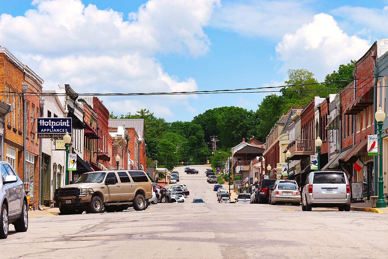 Downtown Main Street in Weston, Missouri. Editorial credit: Matt Fowler KC / Shutterstock.com.