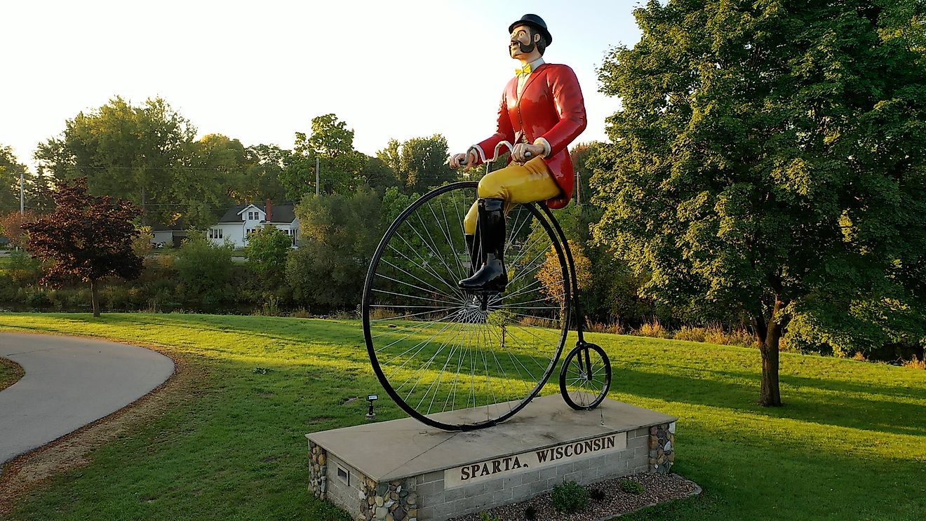 A bicycle sculpture in the town of Sparta, WIsconsin, Editorial credit: Lena Platonova / Shutterstock.com