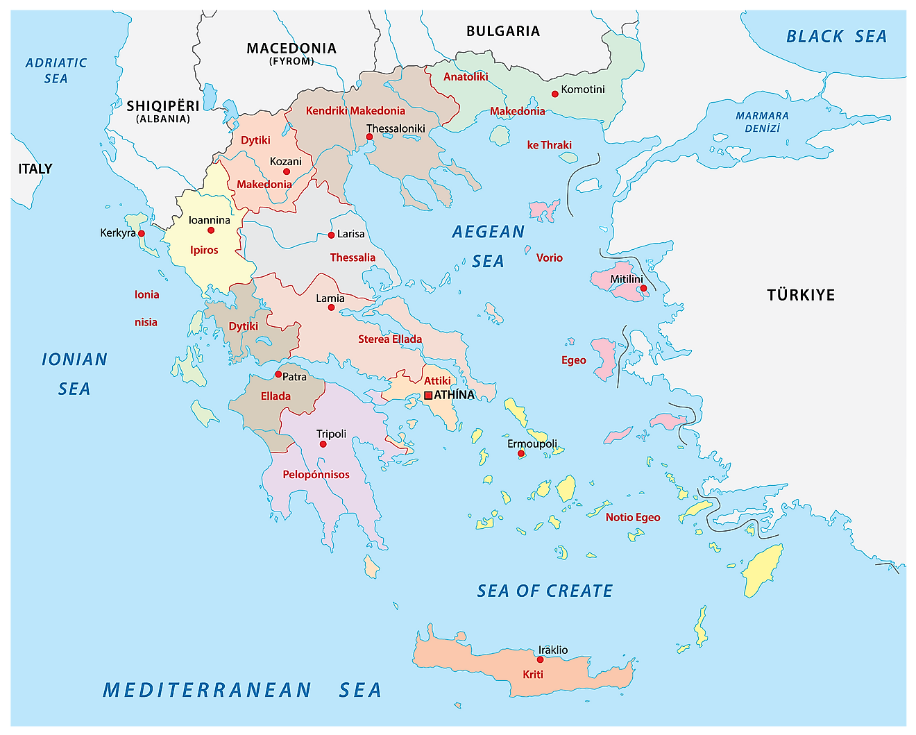 Regions Of Greece Map 