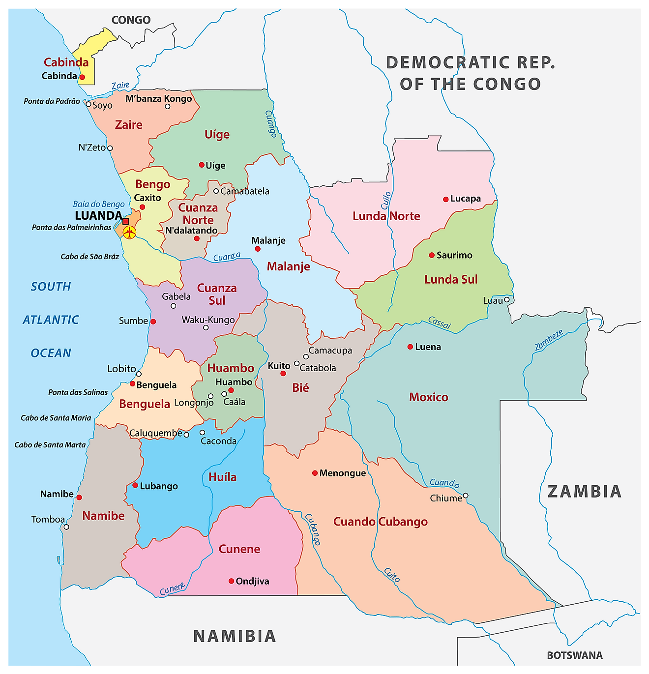 Provinces Of Angola Map 