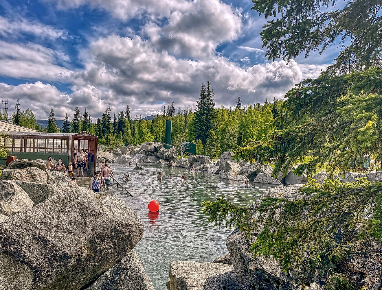 People relaxing in the Chena Hot Springs, Fairbanks, Alaska. Image credit Jacob Boomsma via shutterstock