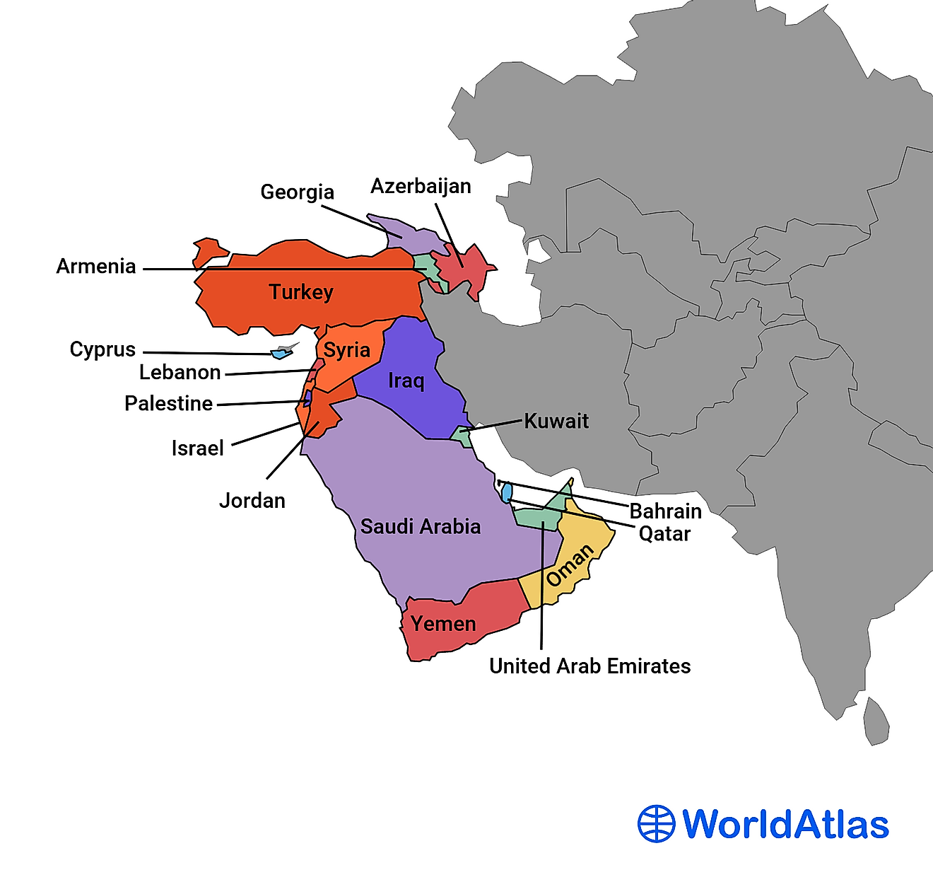 west asia political map