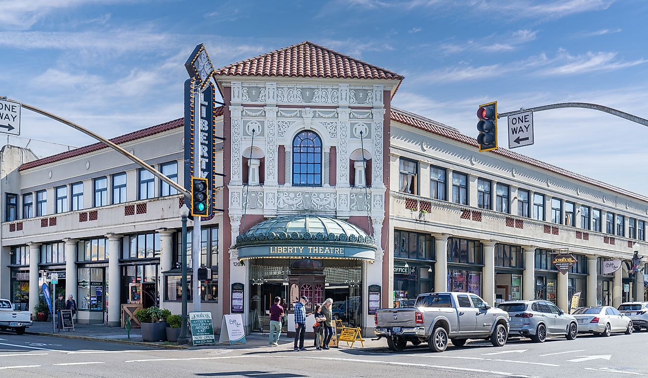 Liberty Theatre in downtown Astoria, city landmark. Editorial credit: BZ Travel / Shutterstock.com