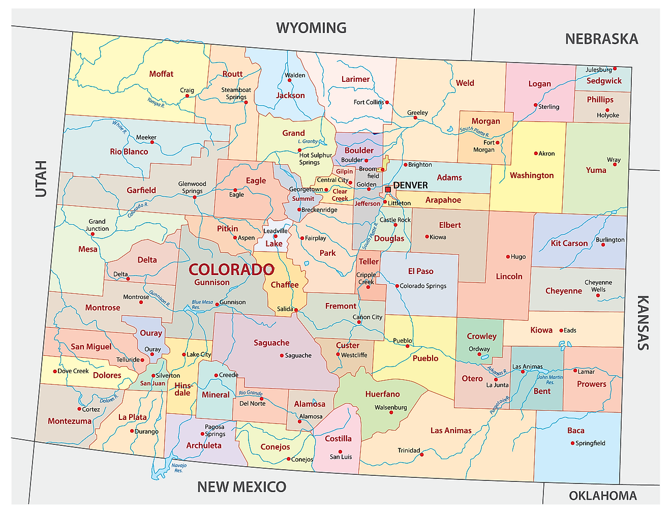 Colorado County Map With Towns Colorado Region Locations Map Co | My ...