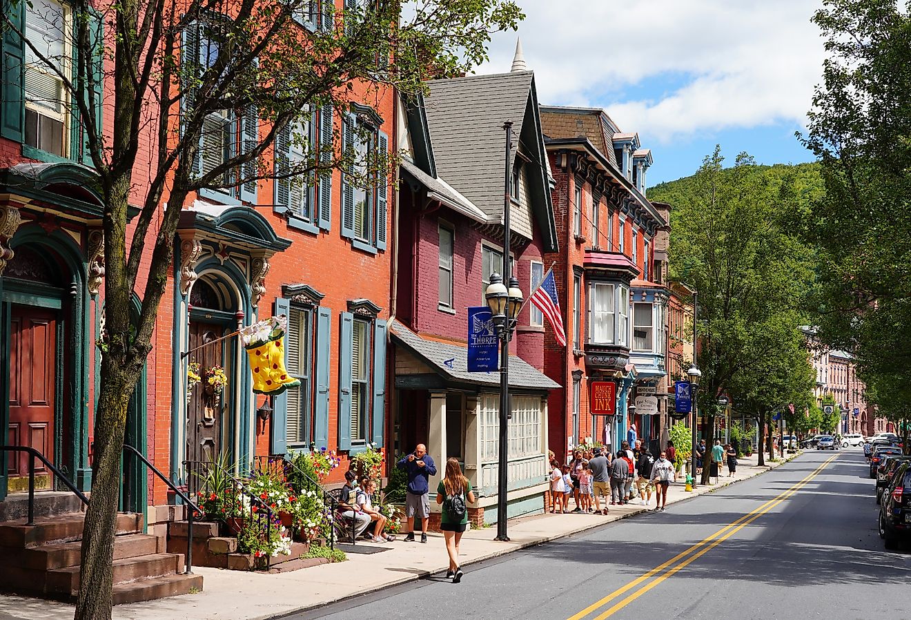 Downtown streets in the historic town of Jim Thorpe, Pennsylvania. Image credit EQRoy via Shutterstock