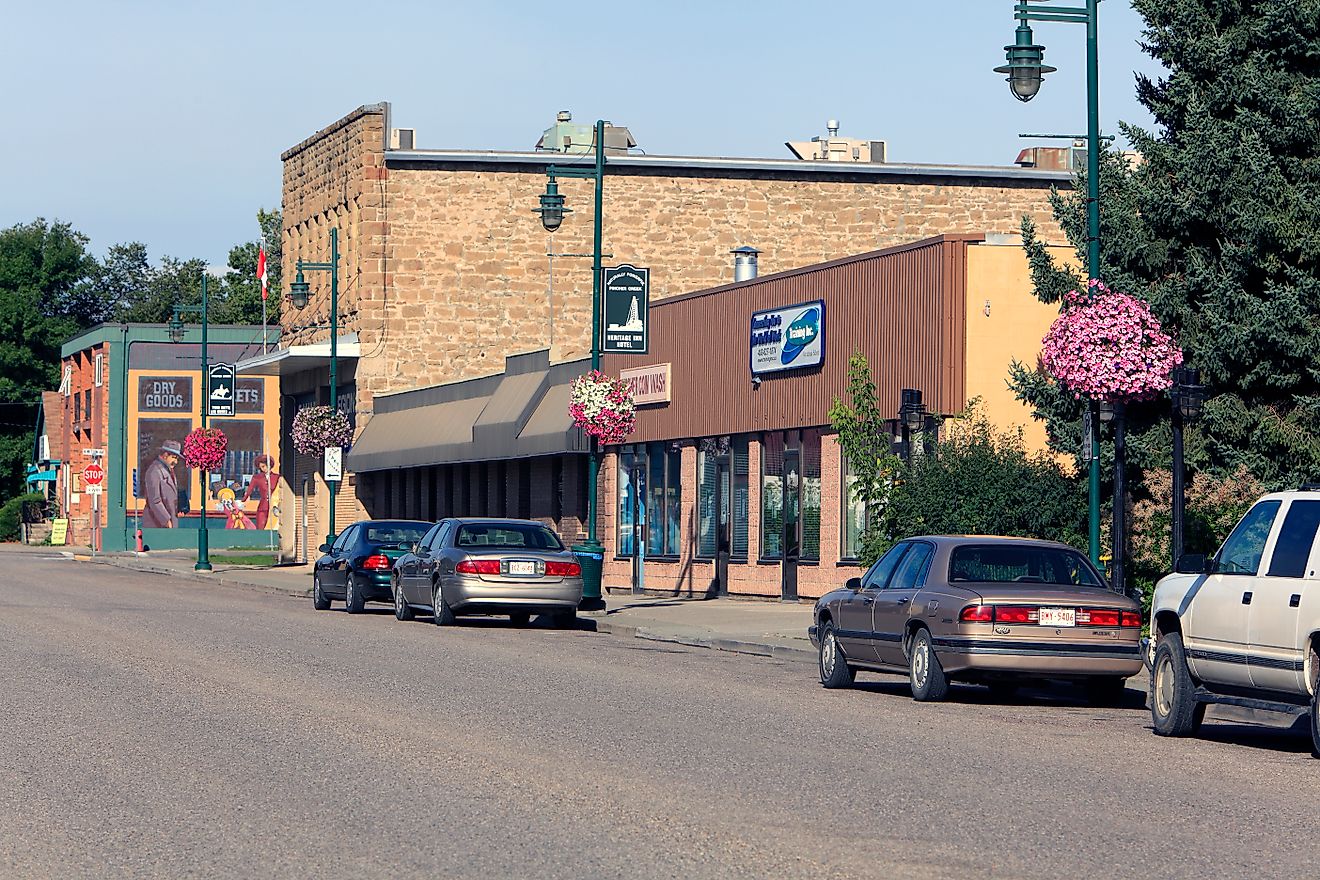 Main street downtown of Pincher Creek, Alberta