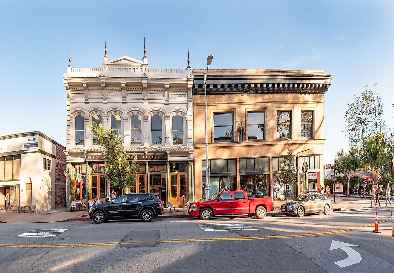 People enjoying a warm spring day in San Luis Obispo, California. Editorial credit: travelview / Shutterstock.com