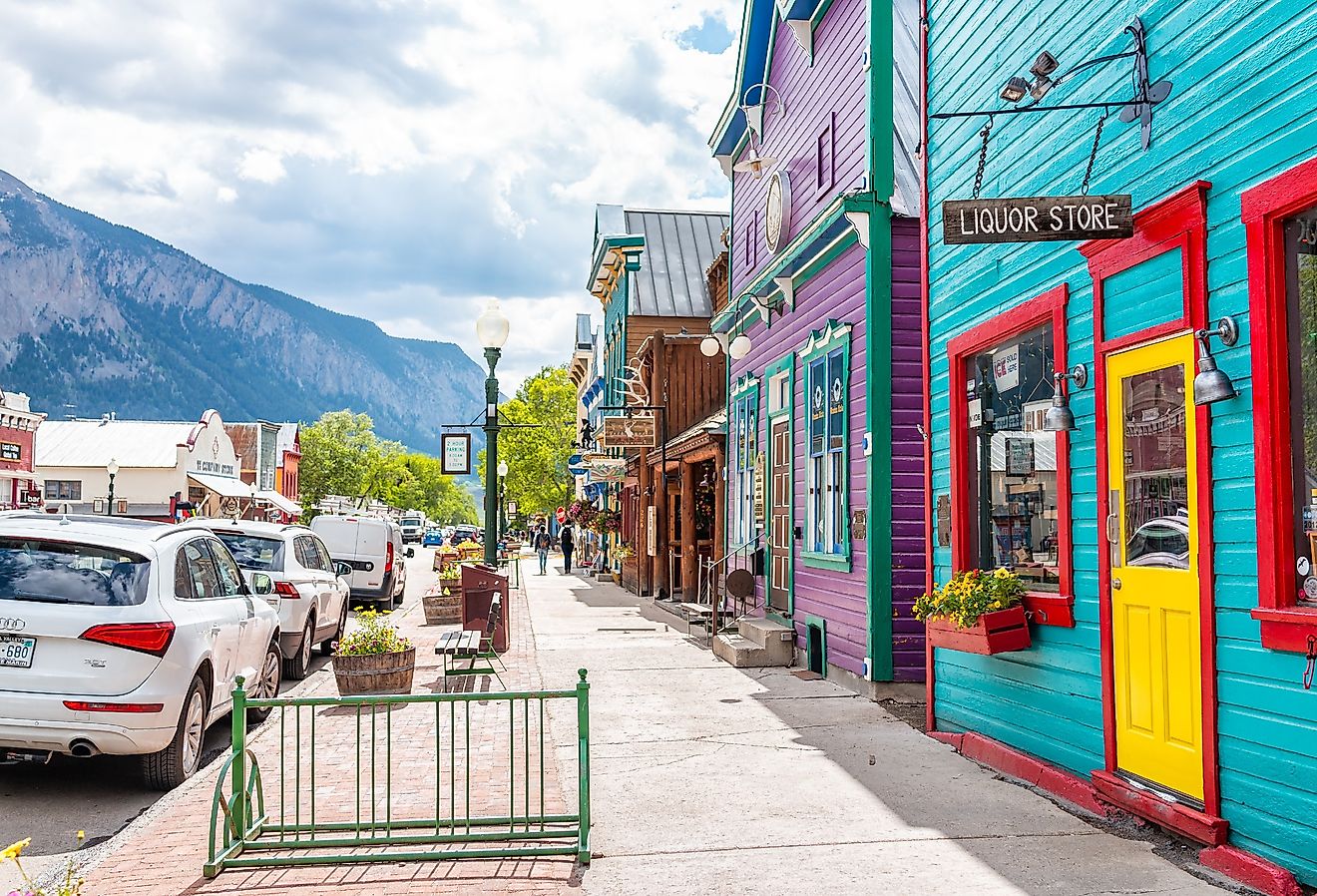 Colorful local business stores in Crested Butte, Colorado. Image credit Kristi Blokhin via Shutterstock