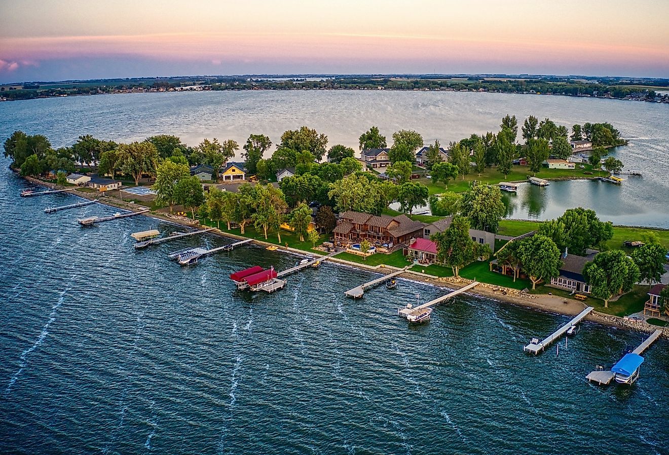 Aerial view of Lake Madison, South Dakota.