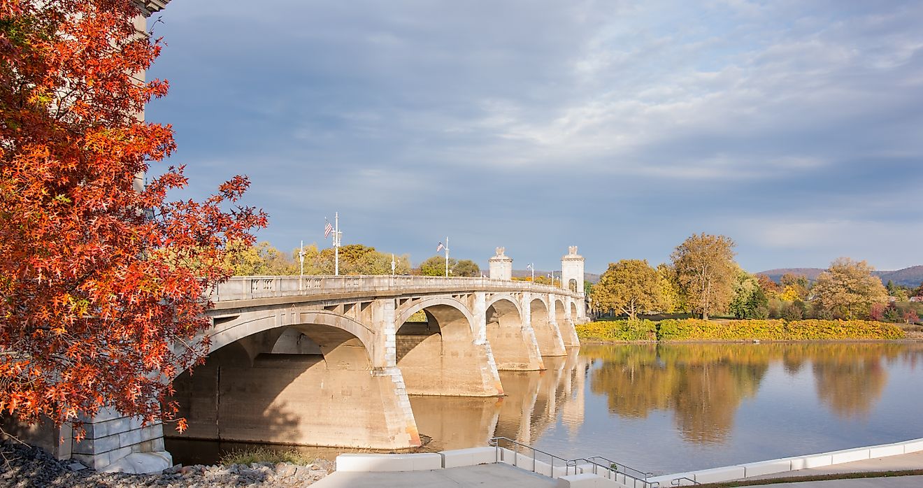 Market Street Bridge across Susquehanna River in Wilkes-Barre, Pennsylvania.