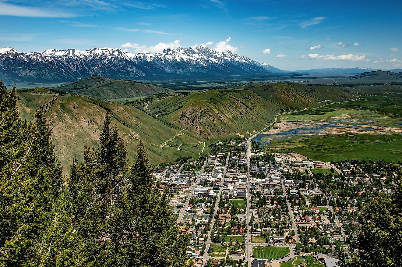 Aerial view of Jackson, Wyoming.