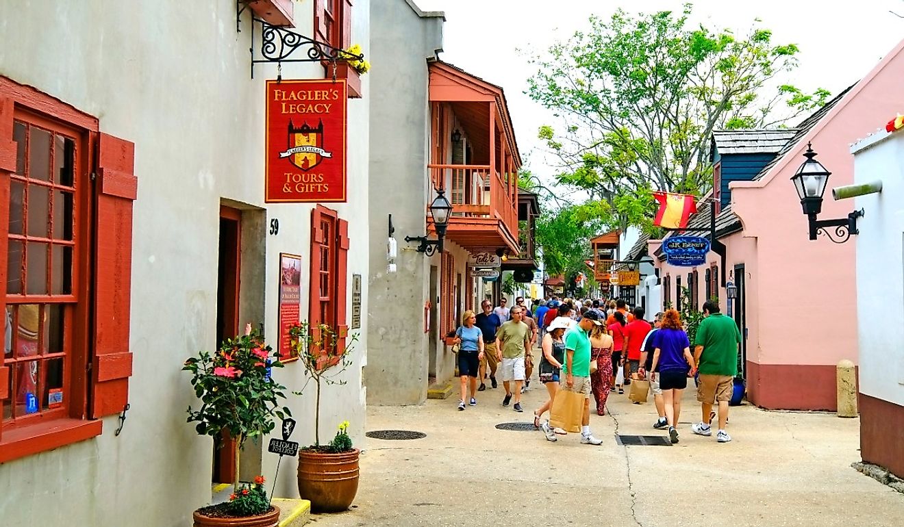 St George shopping district in the Historic St. Augustine, Florida. Image credit Dennis MacDonald via Shutterstock