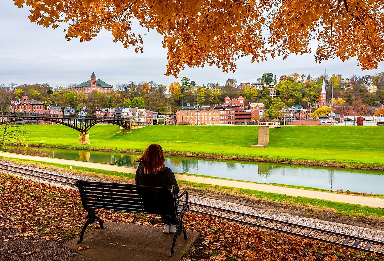 Grant Park view at autumn in Galena, Illinois.