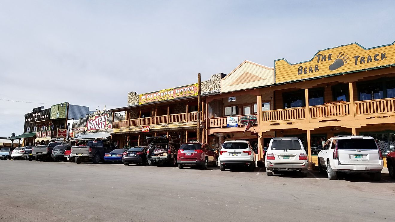 View of storefronts in the town of Cloudcroft in New Mexico. Editorial credit: Trina Barnes / Shutterstock.com