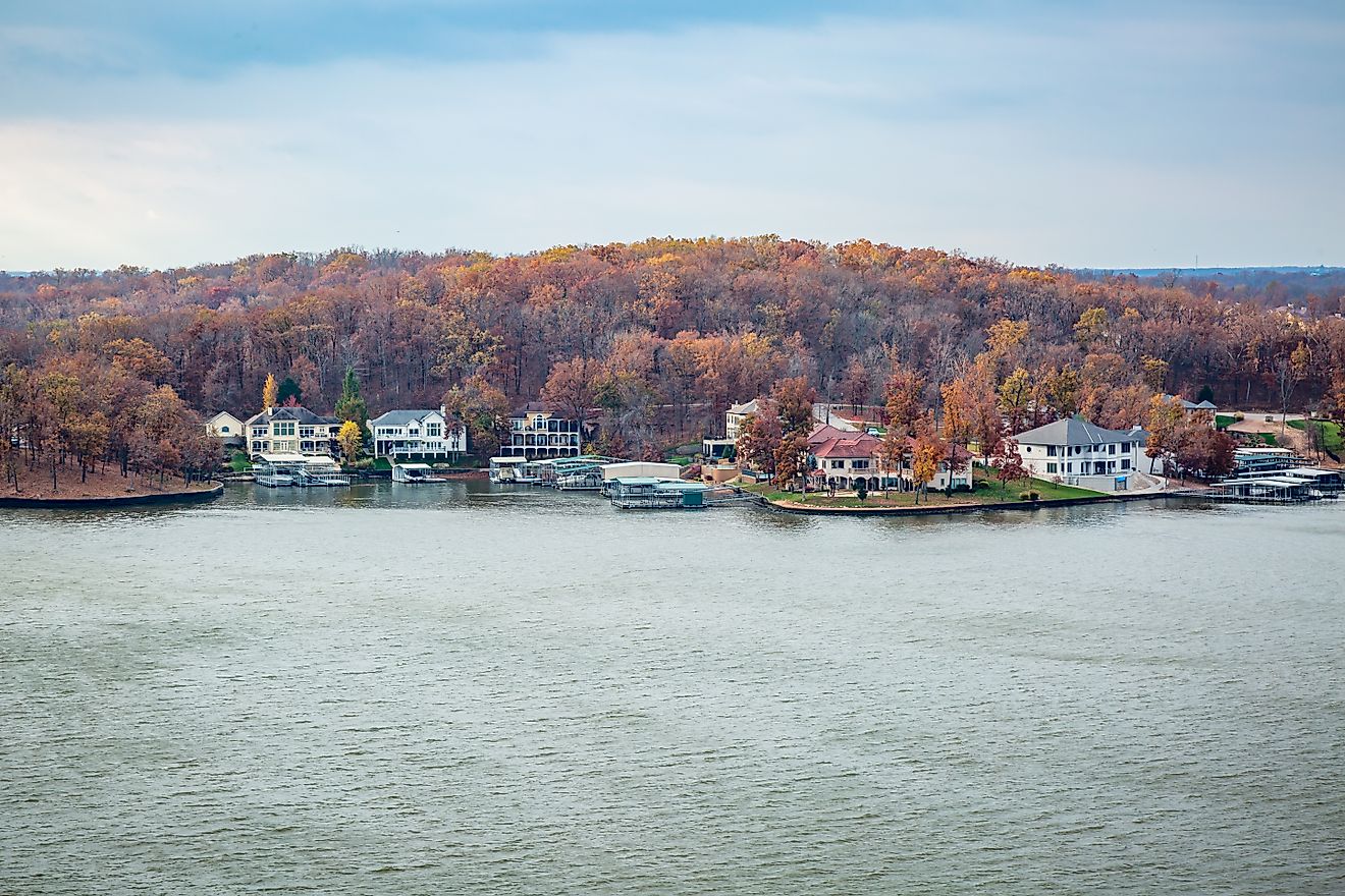 Aerial view of Lake of the Ozarks in Missouri.