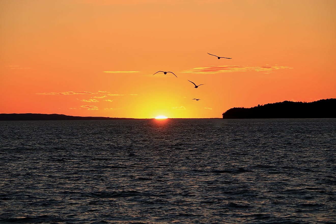 Sunrise over Lewis and Clark Lake near Yankton, South Dakota.