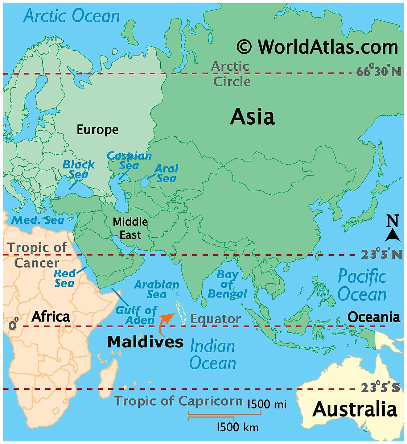 Geographical Location of Maldives in the World