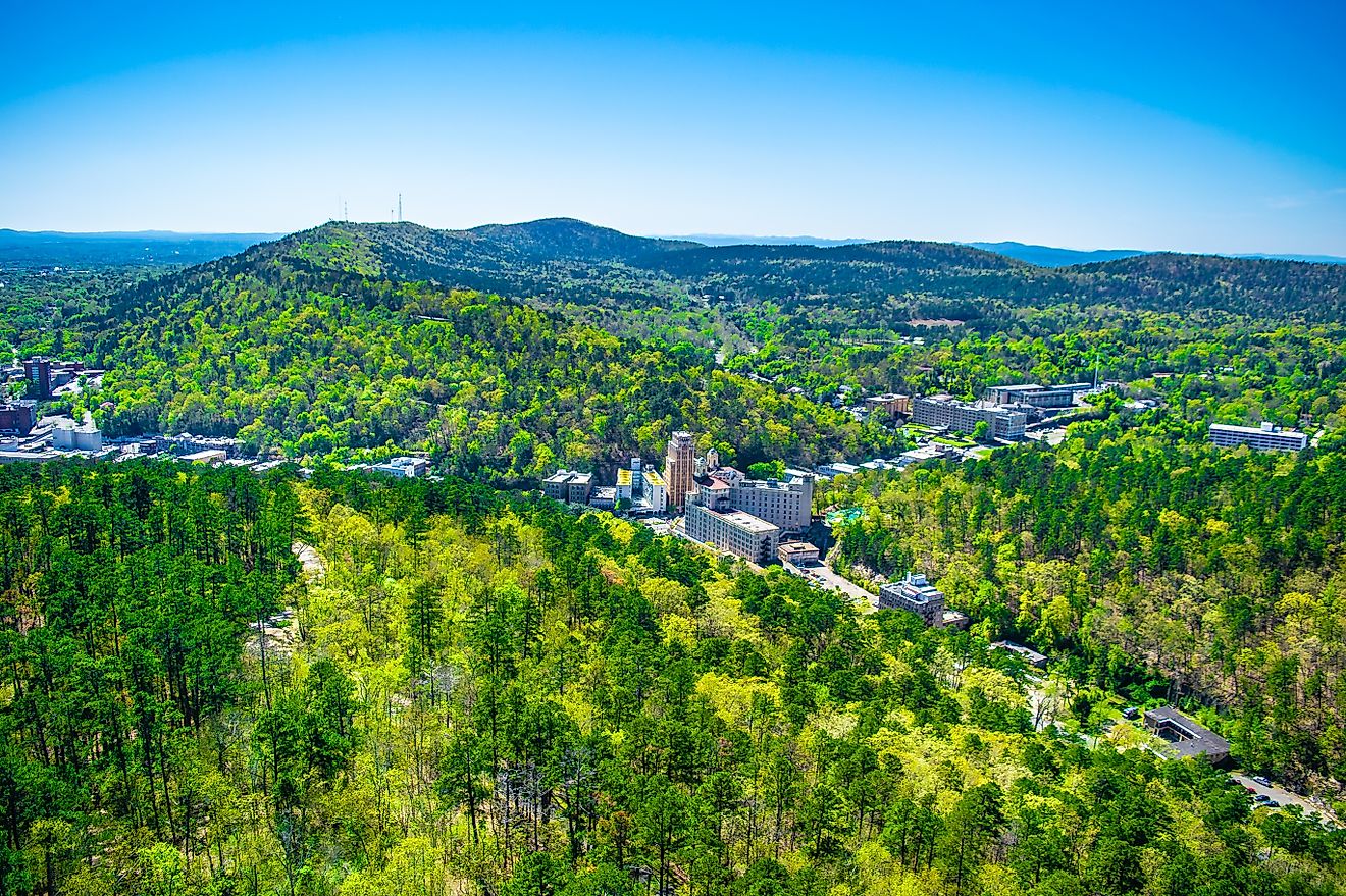 Aerial view of Hot Springs National Park in Arkansas