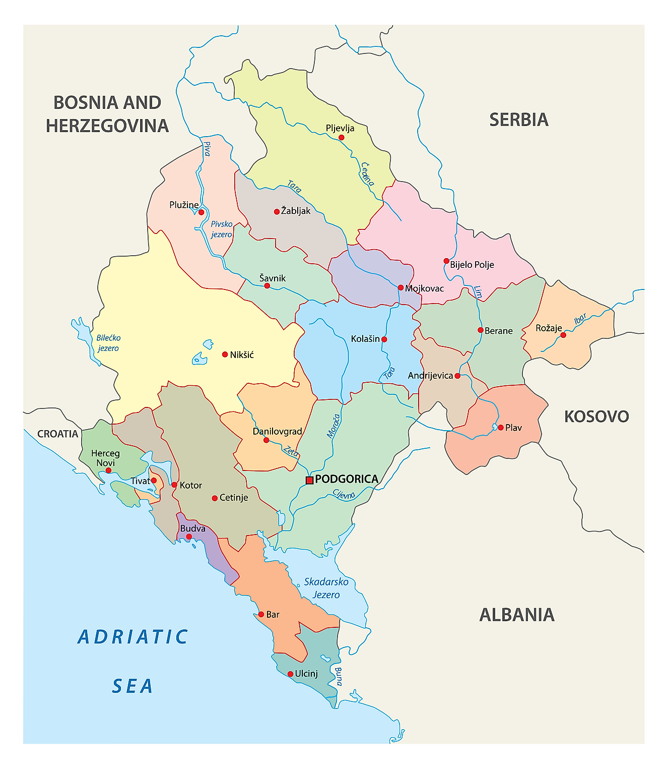 Montenegro Political Map | My XXX Hot Girl