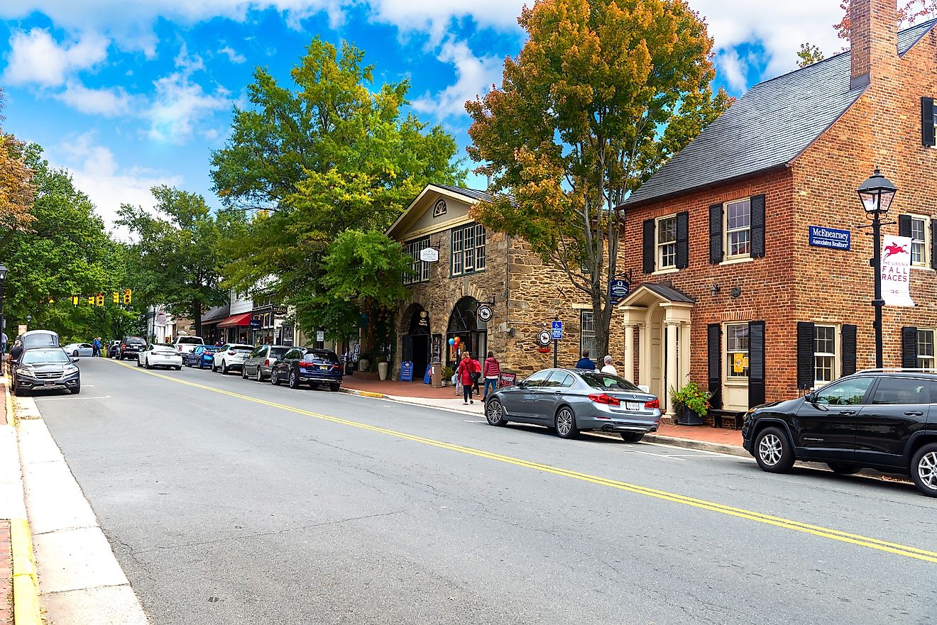 Main Street in Middleburg, Virginia. Editorial credit: Kosoff / Shutterstock.com