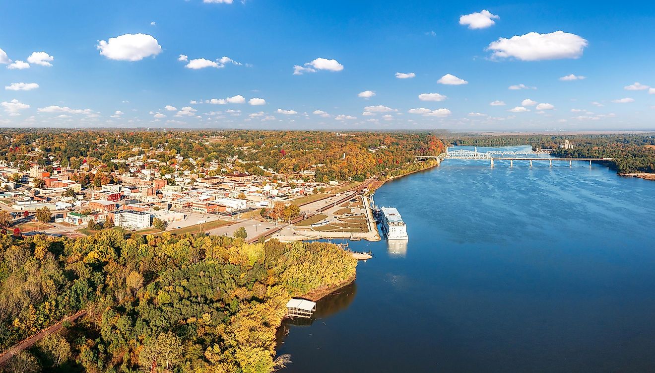 Aerial view of Hannibal, Missouri.