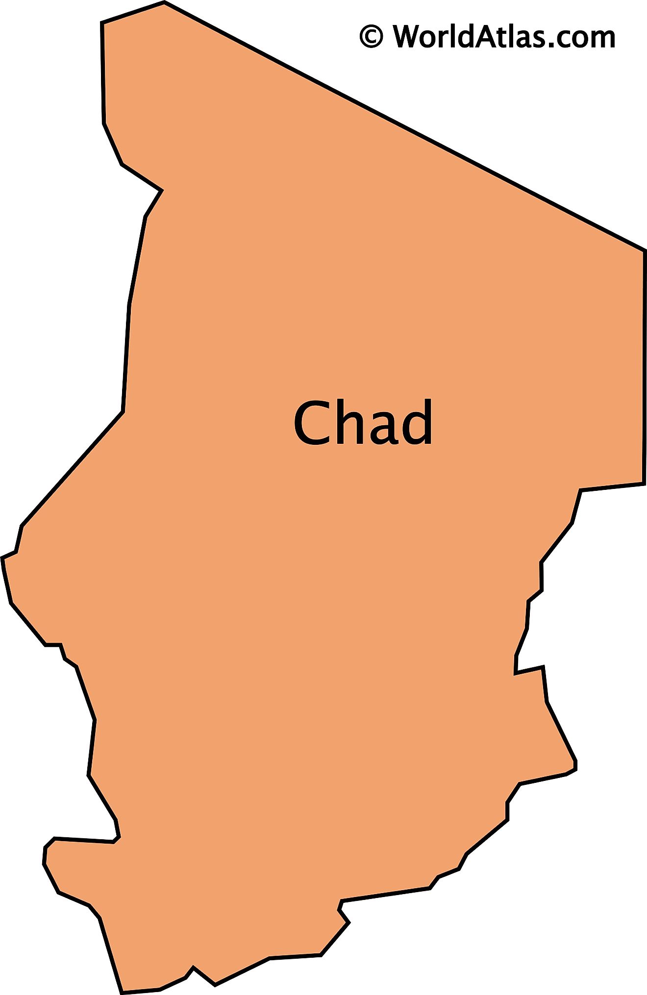 Outline Map of Chad. 