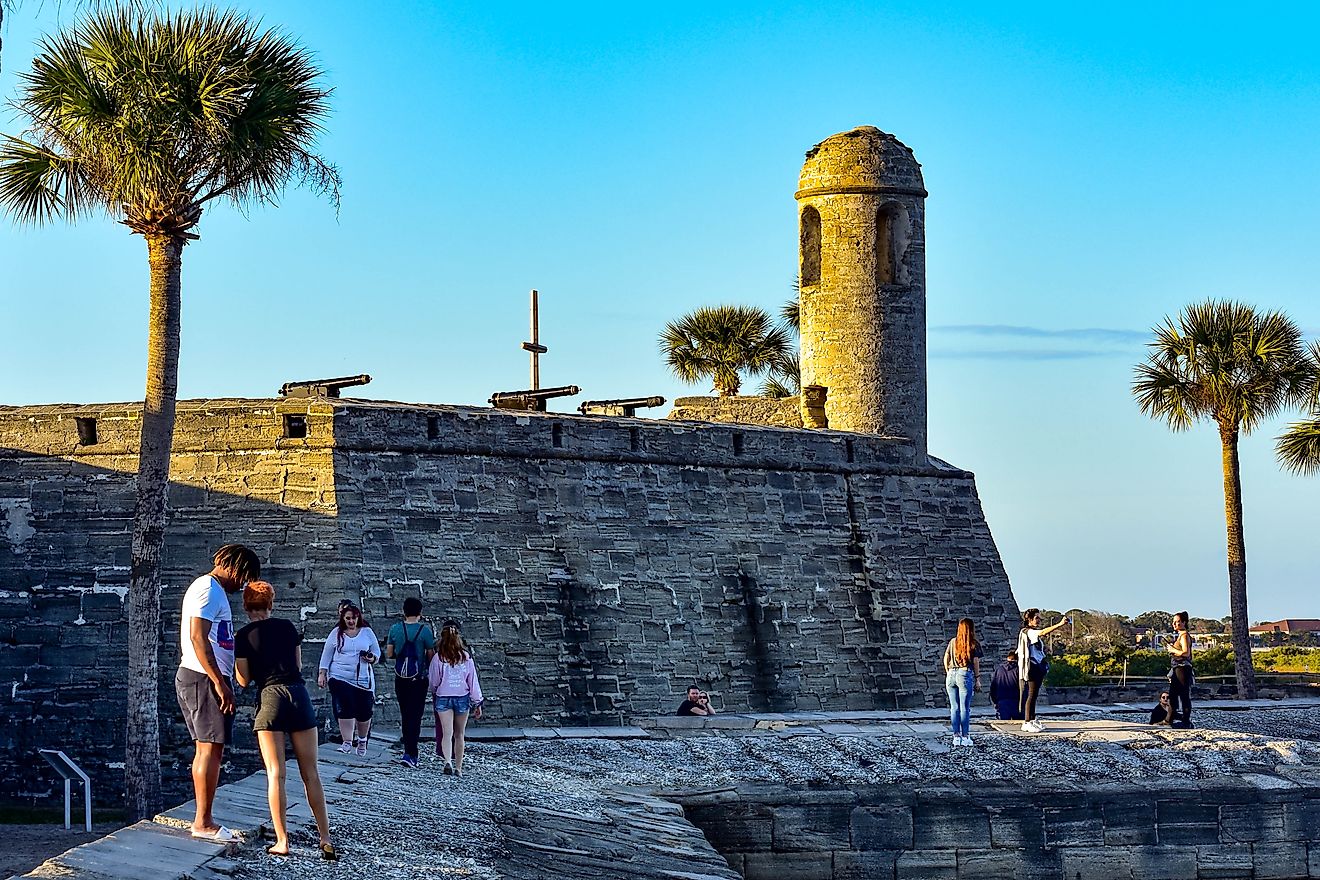 Visitors tour the Castillo de San Marcos National Monument in St. Augustine, Florida. Editorial credit: VIAVAL TOURS / Shutterstock.com